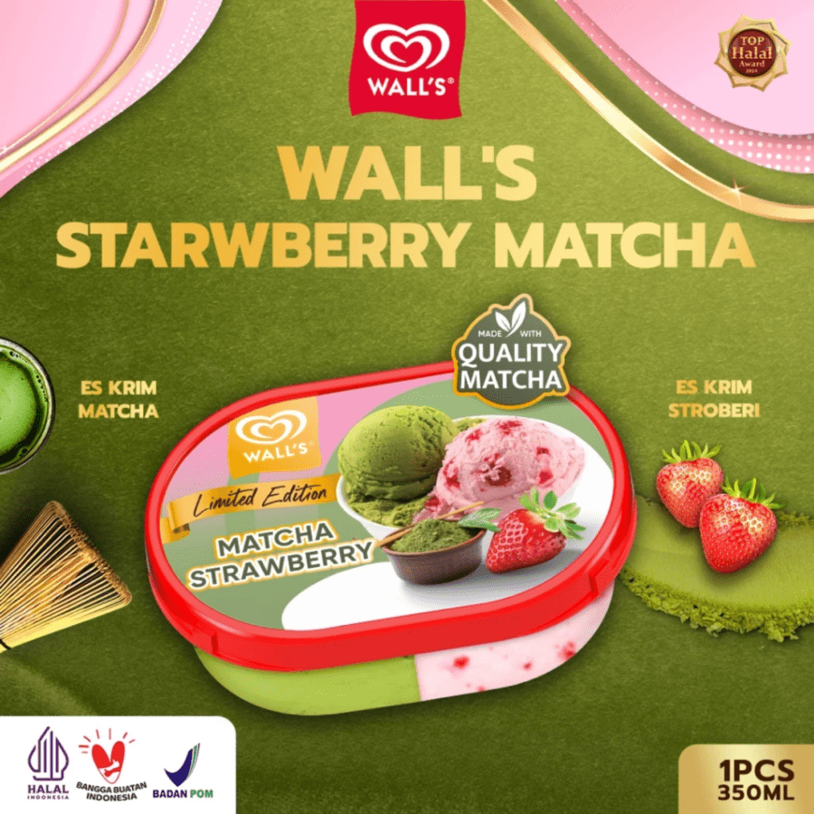Walls Matcha Strawberry Ice Cream Tubs 350ml