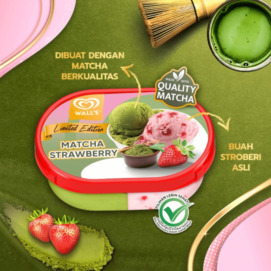 Walls Matcha Strawberry Ice Cream Tubs 350ml