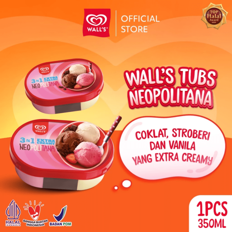 Walls Neopolitana 3in1 Ice Cream Tubs 700ml