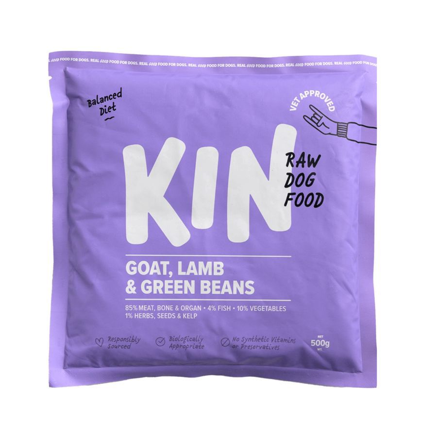 Kin Raw Dog Food Goat, Lamb & Green Beans Makanan Anjing 500gram