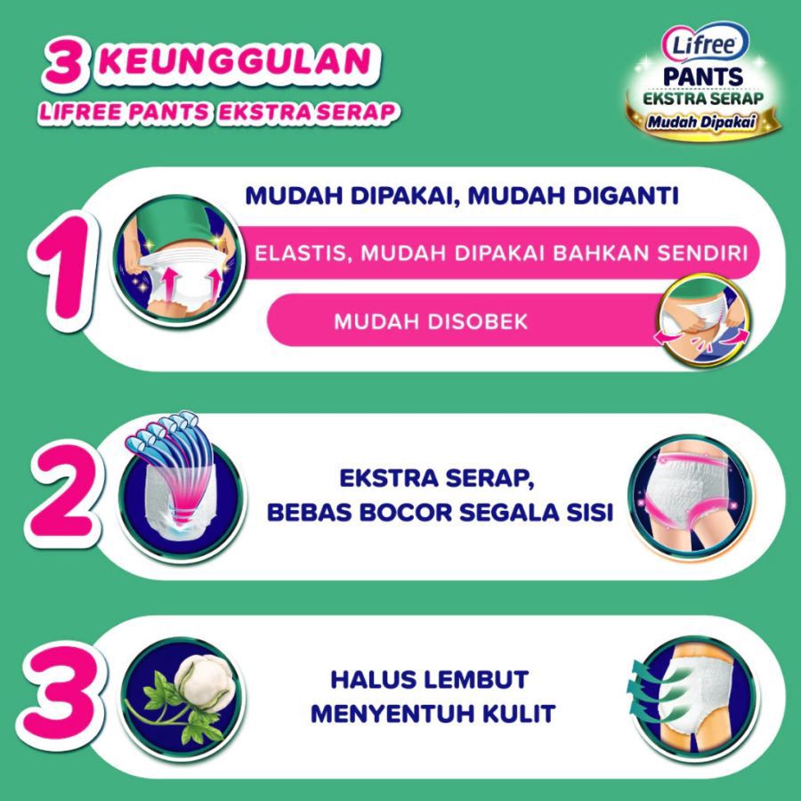 Lifree Extra Serap Popok Celana Dewasa XL3 1pack