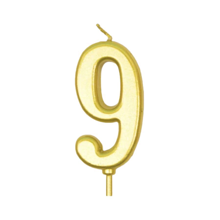 Lilin Ulang Tahun Gold Angka 9 1pcs