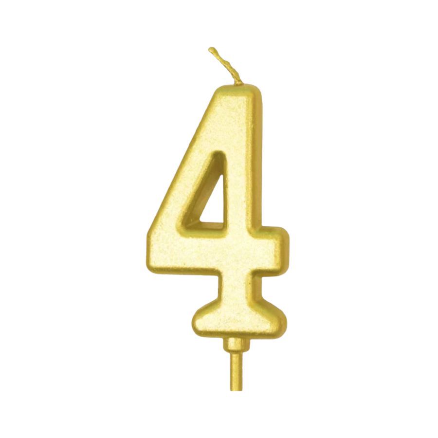 Lilin Ulang Tahun Gold Angka 4 1pcs