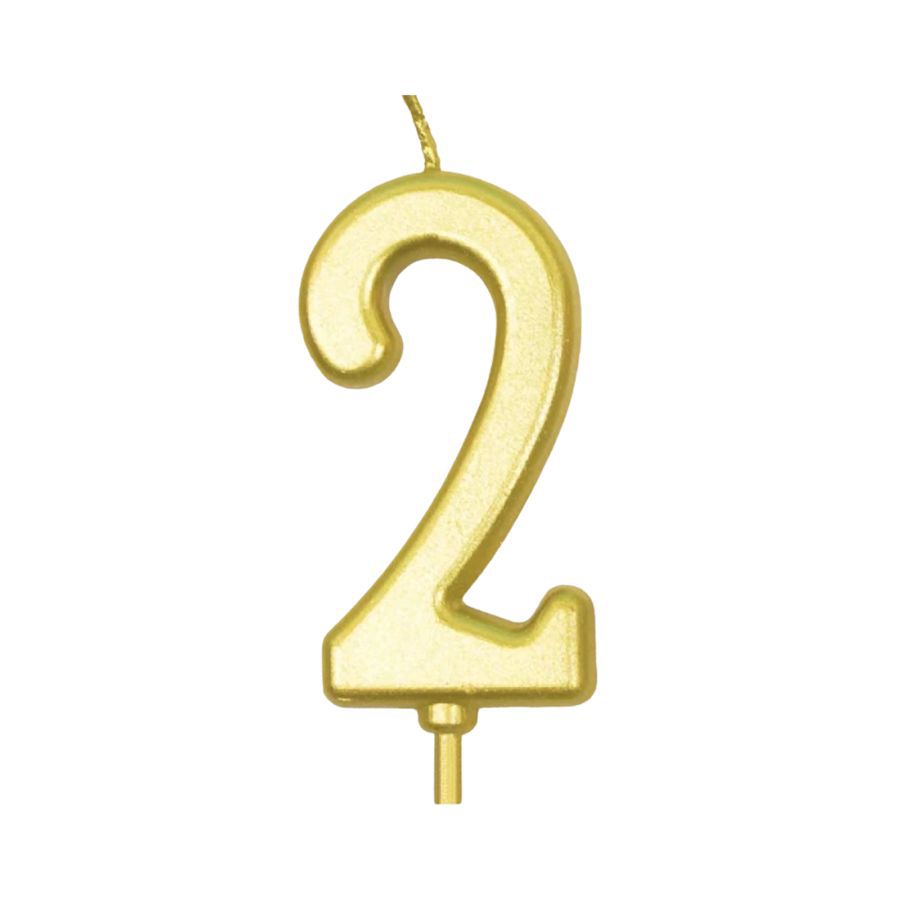 Lilin Ulang Tahun Gold Angka 2 1pcs