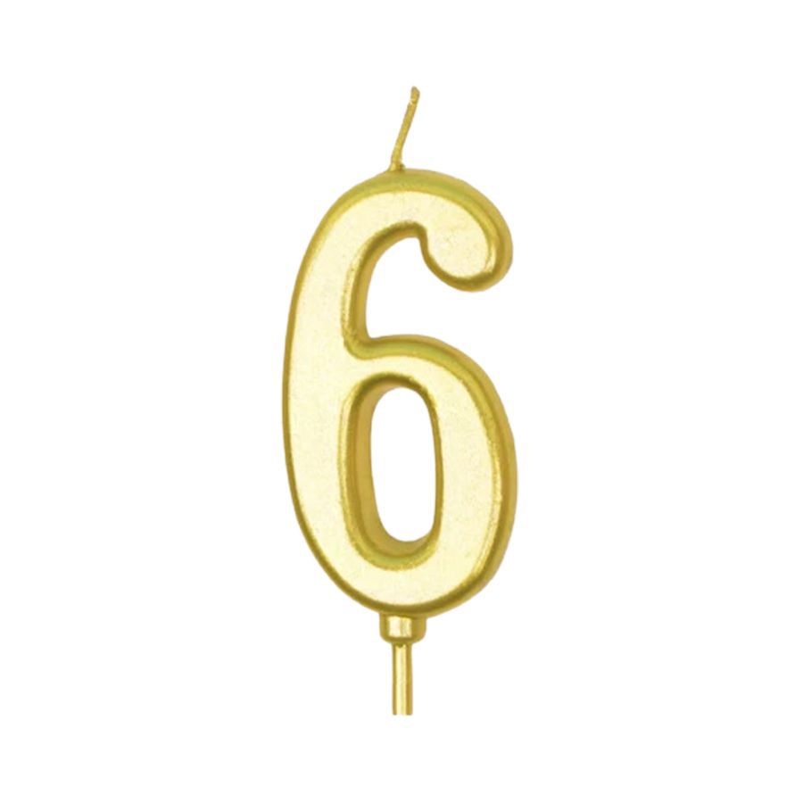 Lilin Ulang Tahun Gold Angka 6 1pcs