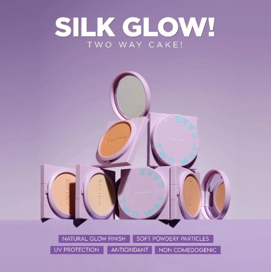Luxcrime Silk Glow Blur & Cover Two Way Cake Custard Bedak Padat