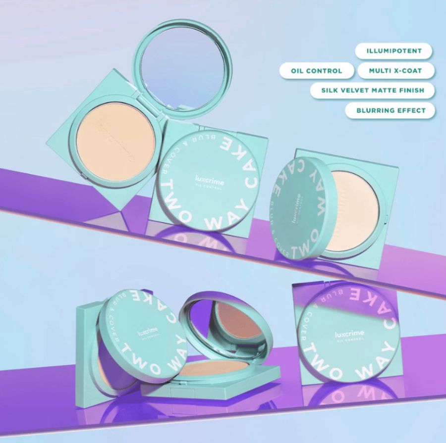 Luxcrime Oil Control Blur & Cover Cream Puf Bedak Two Way Cake 8gram