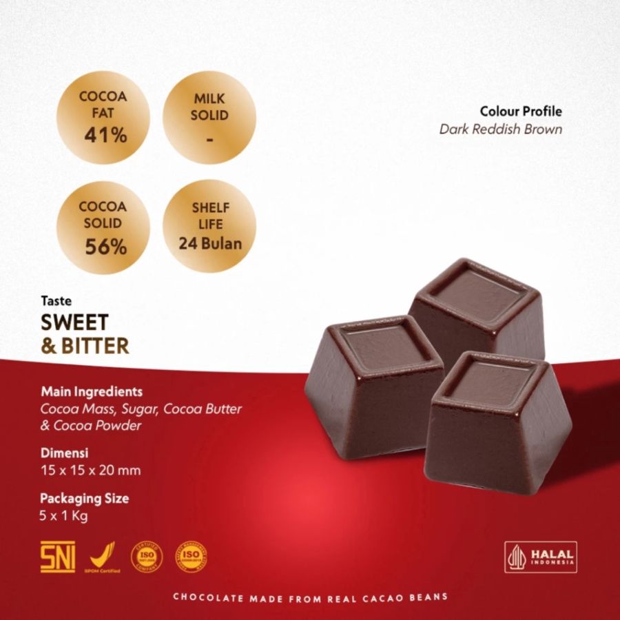 Schoko Dark Chocolate Couverture Cube 56% 1kg