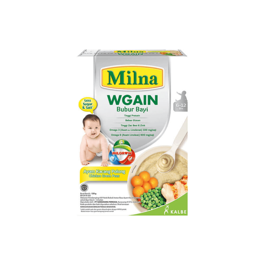Milna Wgain Ayam Kacang Polong Bubur Bayi 6+ Bulan 120gram