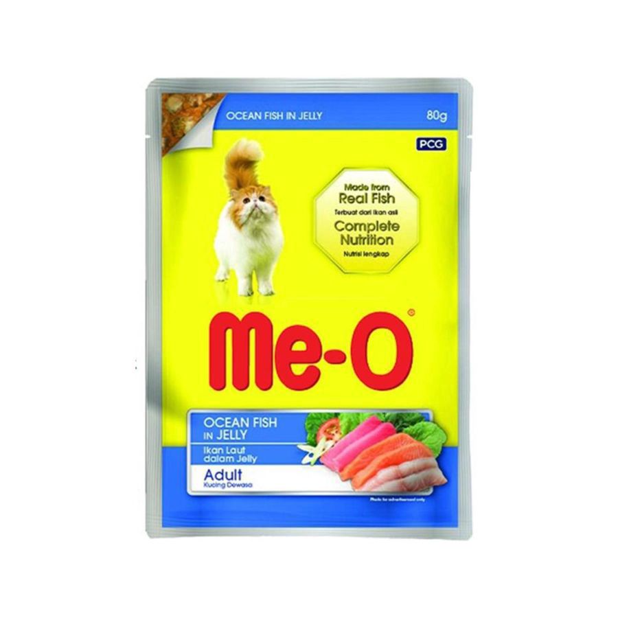 Me-O Ocean Fish in Jelly Adult Makanan Kucing Pouch 80gram