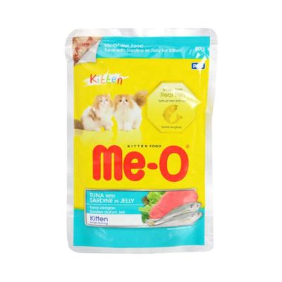 Me-O Tuna with Sardine in Jelly Kitten Makanan Kucing Pouch