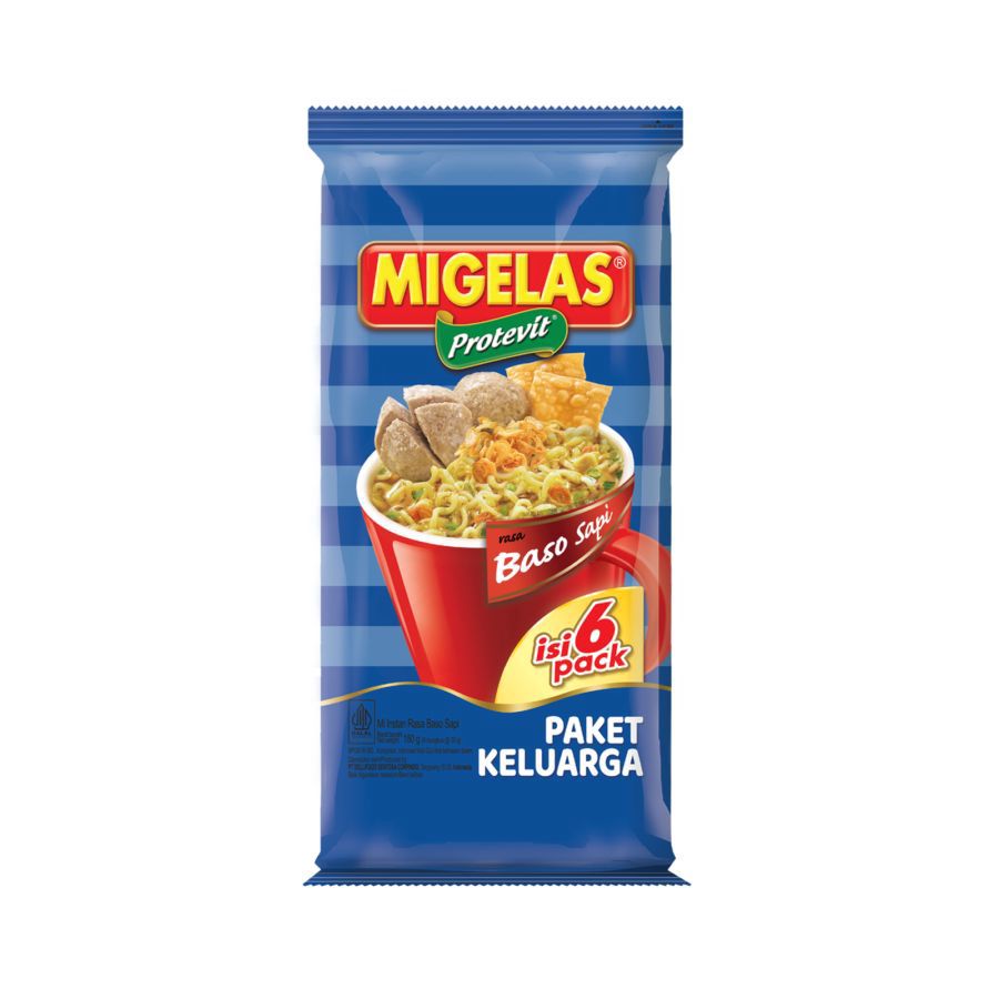 Migelas Baso Sapi Paket Keluarga Mie Instan 6x26gr 156gram