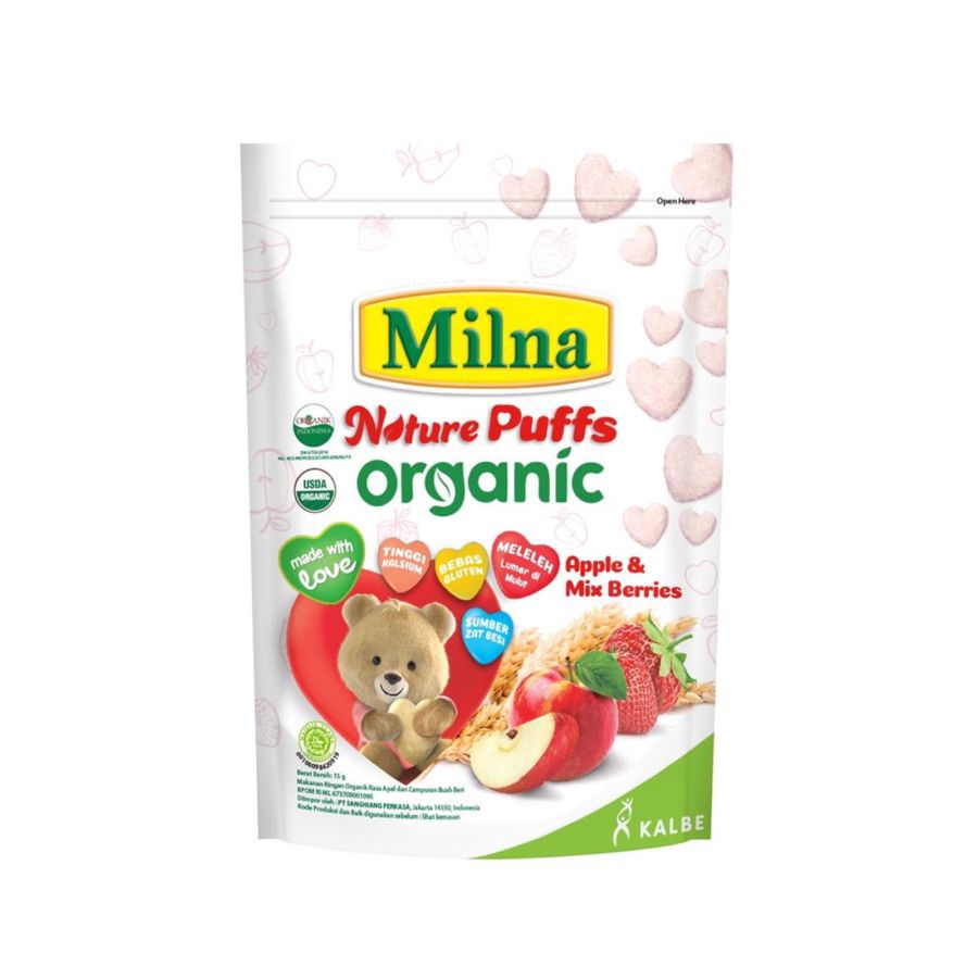 Milna Nature Puff Organic Apple and Mix Berries Snack Bayi 15gram