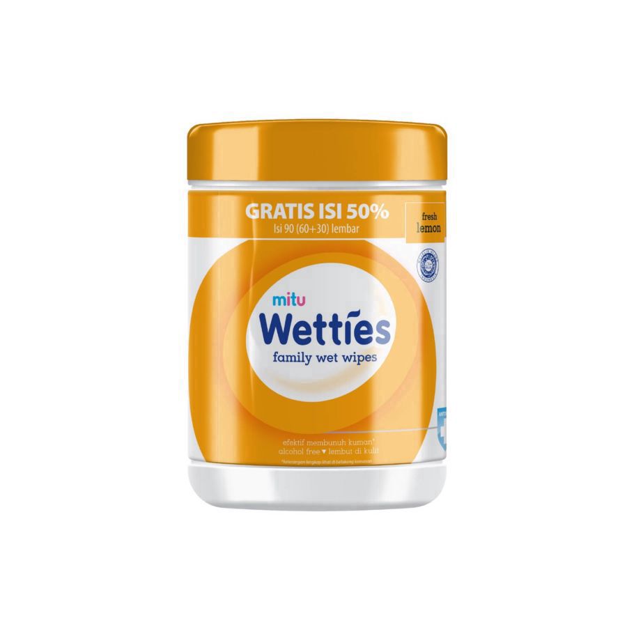 Wetties Antiseptic Family Lemon Wet Wipes 90sheets