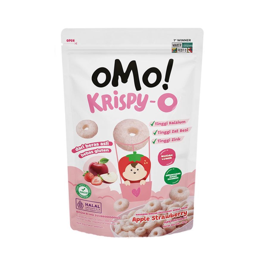 Omo! Krispy - O Apple Strawberry Snack Bayi 15gram