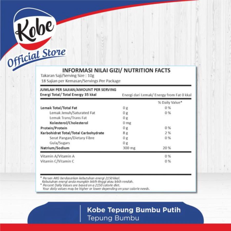 Kobe Tepung Bumbu Putih 180gram
