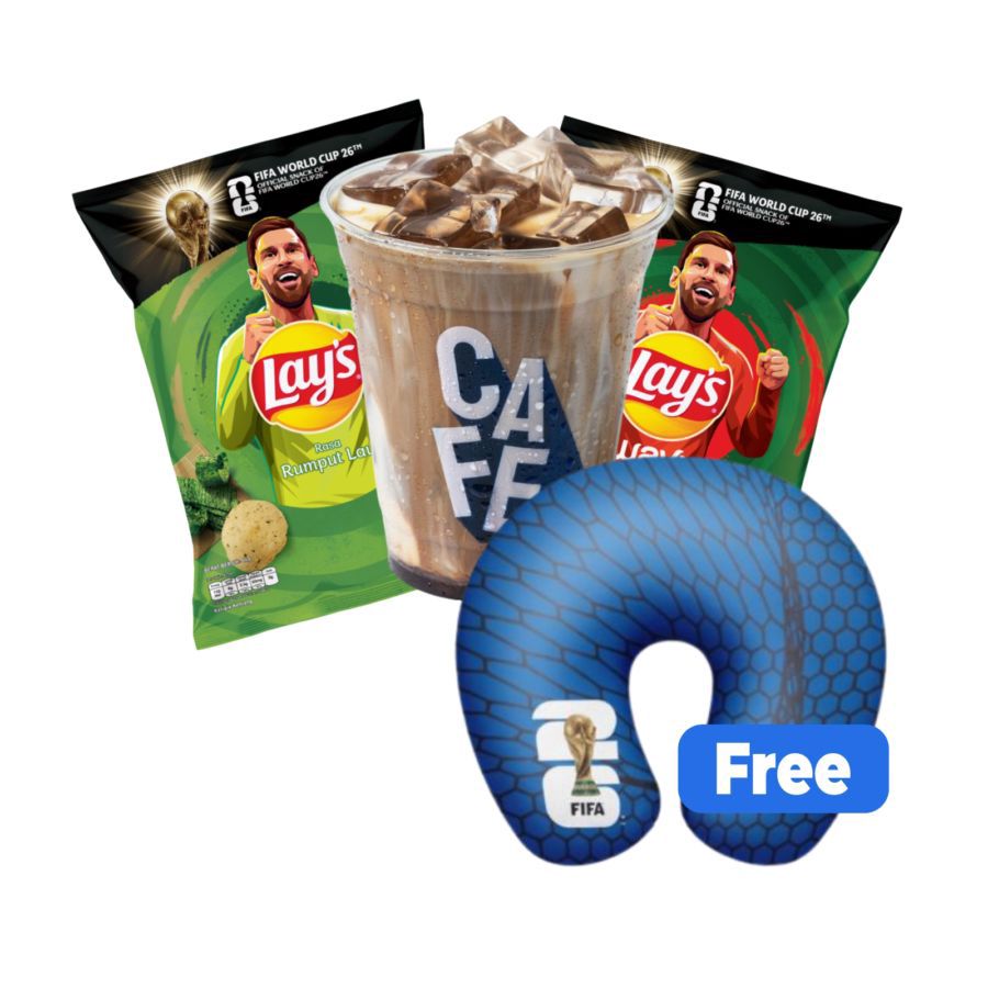 [Bundle] Buy 2 Lay's & Iced Kopi Susu Gula Aren (Espresso Base) - Regular Free Bantal Leher FIFA 1pack