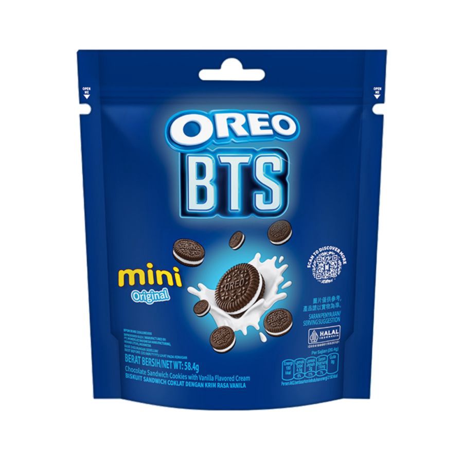 OREO BTS Mini Oreo Biskuit Sandwich Coklat dengan Krim Rasa Vanilla 58gram