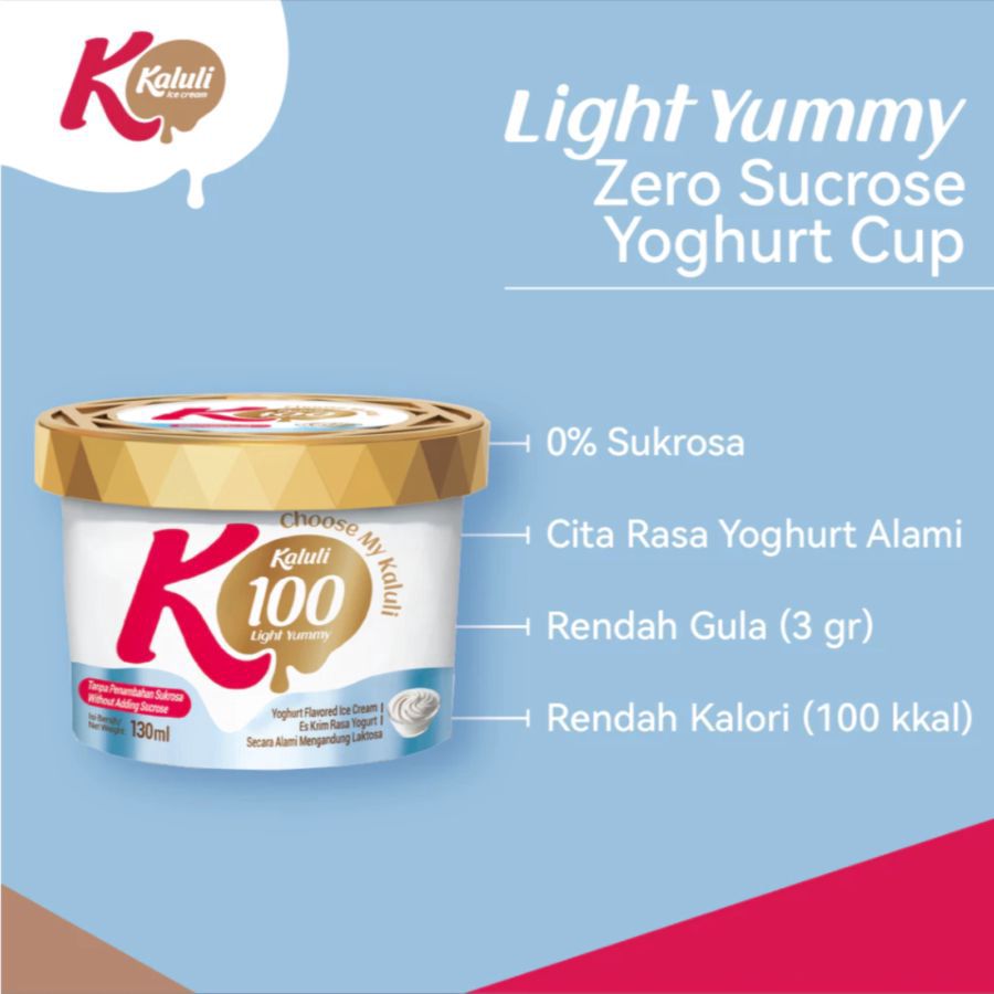 Kaluli Light Yummy Zero Sucrose Yoghurt Cup 130ml