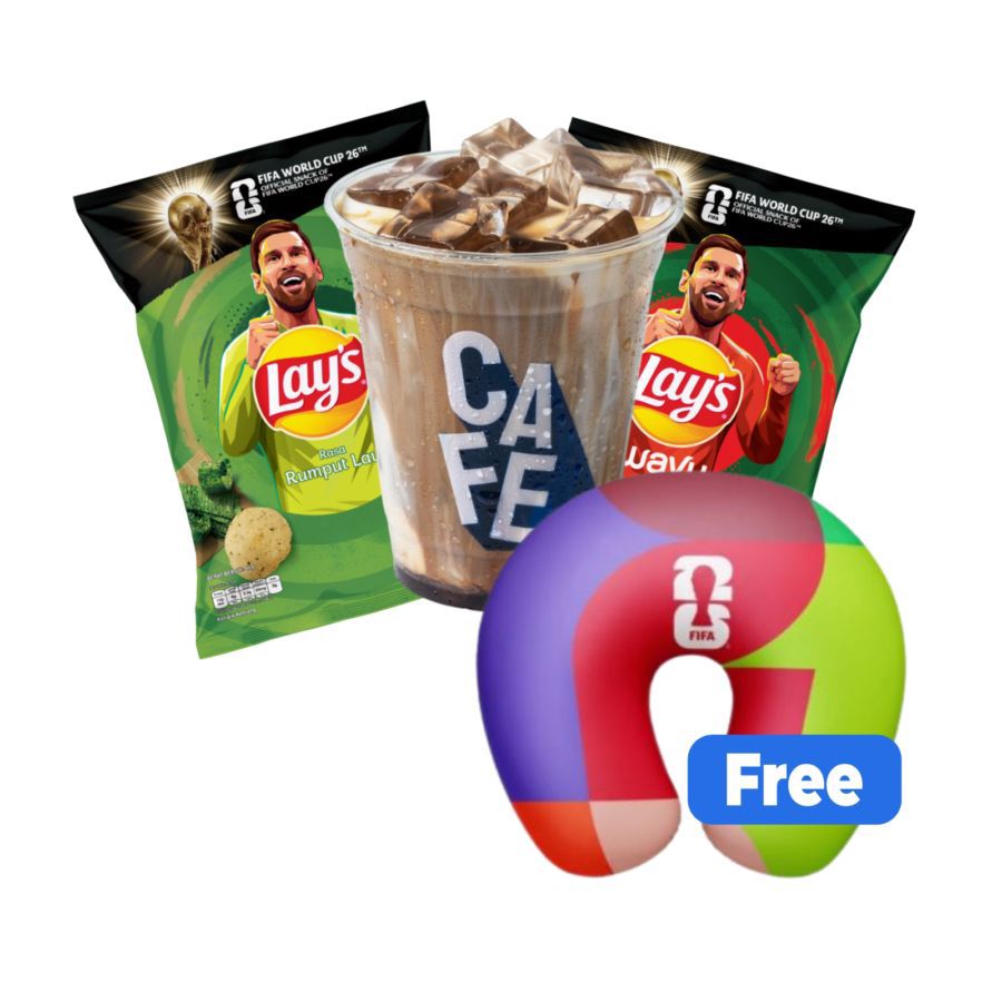 [Bundle] Buy 2 Lay's & Iced Kopi Susu Gula Aren (Espresso Base) - Regular Free Bantal Leher FIFA 1pack