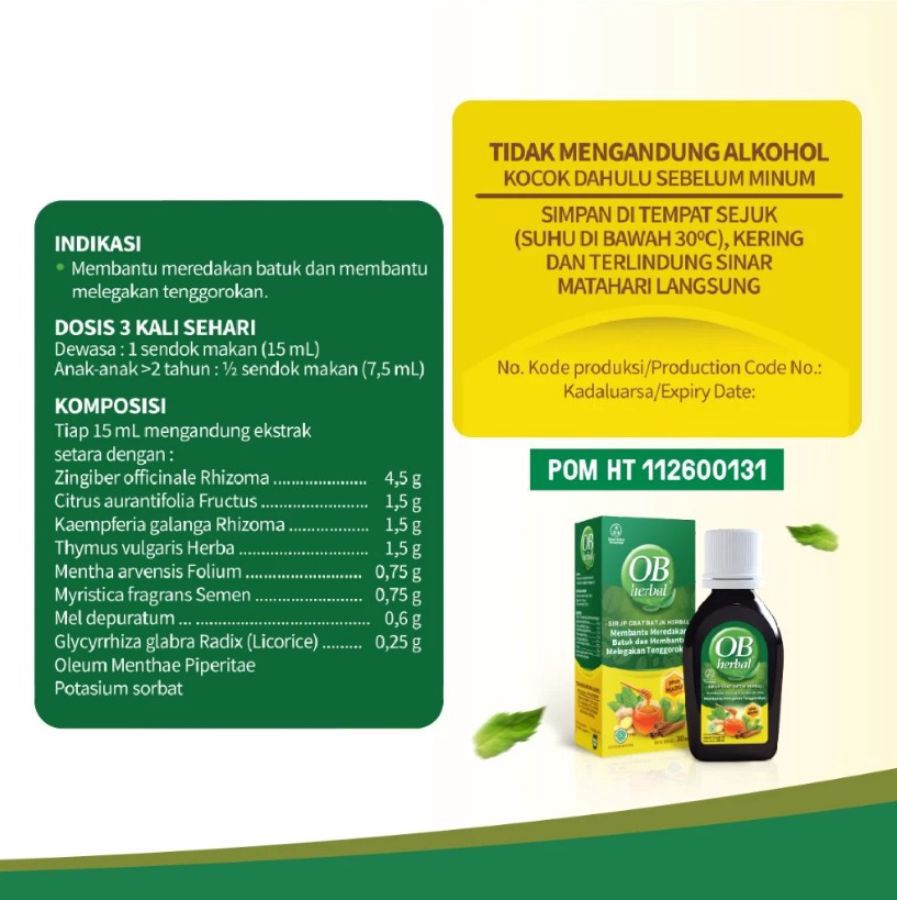 OB Herbal Plus Madu Sirup Obat Batuk Herbal 100ml