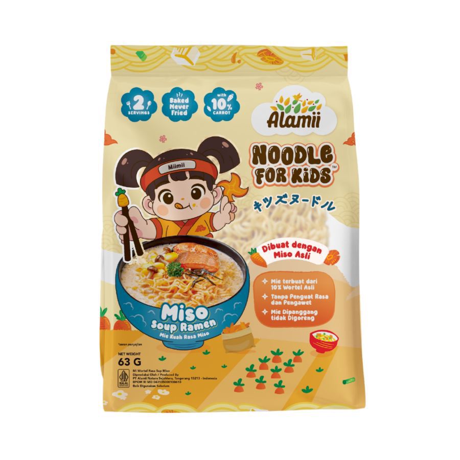 Alamii Miso Soup Ramen Noodle for Kids 63gram