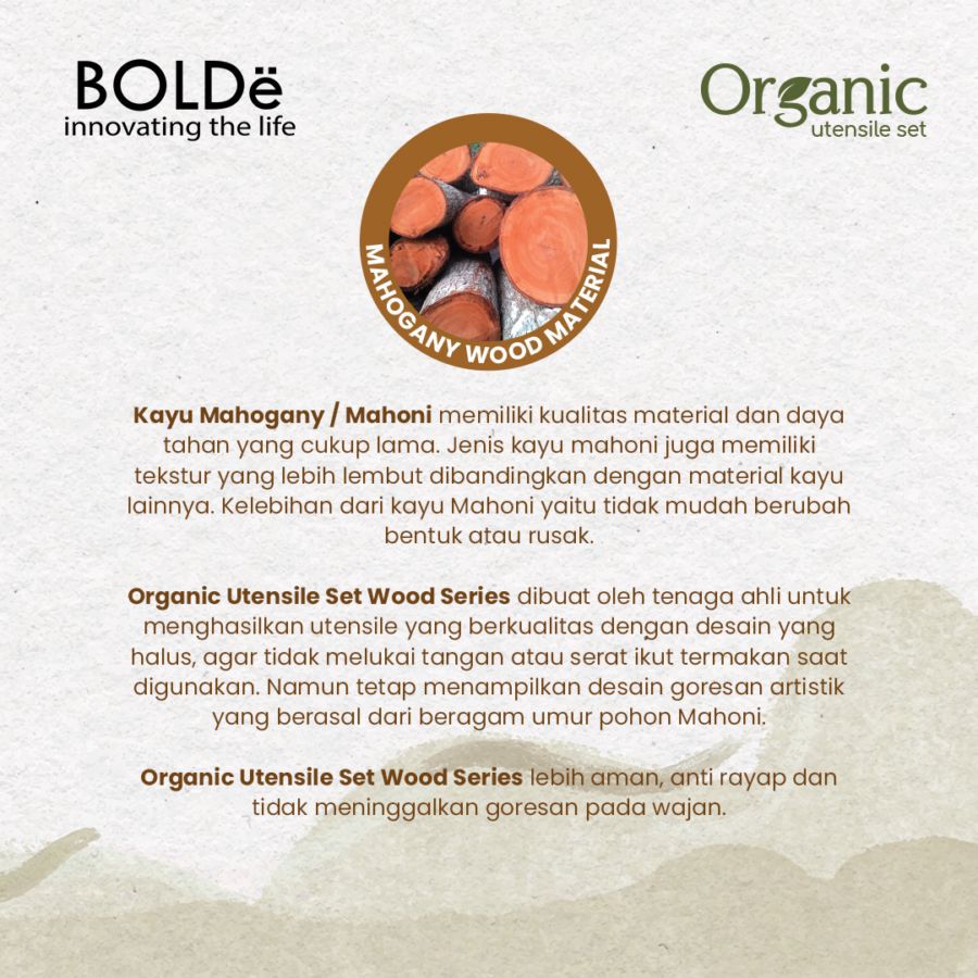 BOLDe Organic Utensil Set 4pcs Wood Series 4pcs