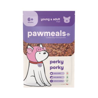 Pawmeals Young & Adult Stage Perky Porky Cooked Makanan Anjing Basah 1kg