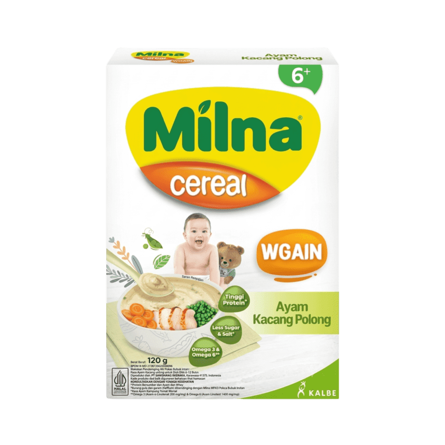 Milna Wgain Ayam Kacang Polong Bubur Bayi 6+ Bulan 120gram