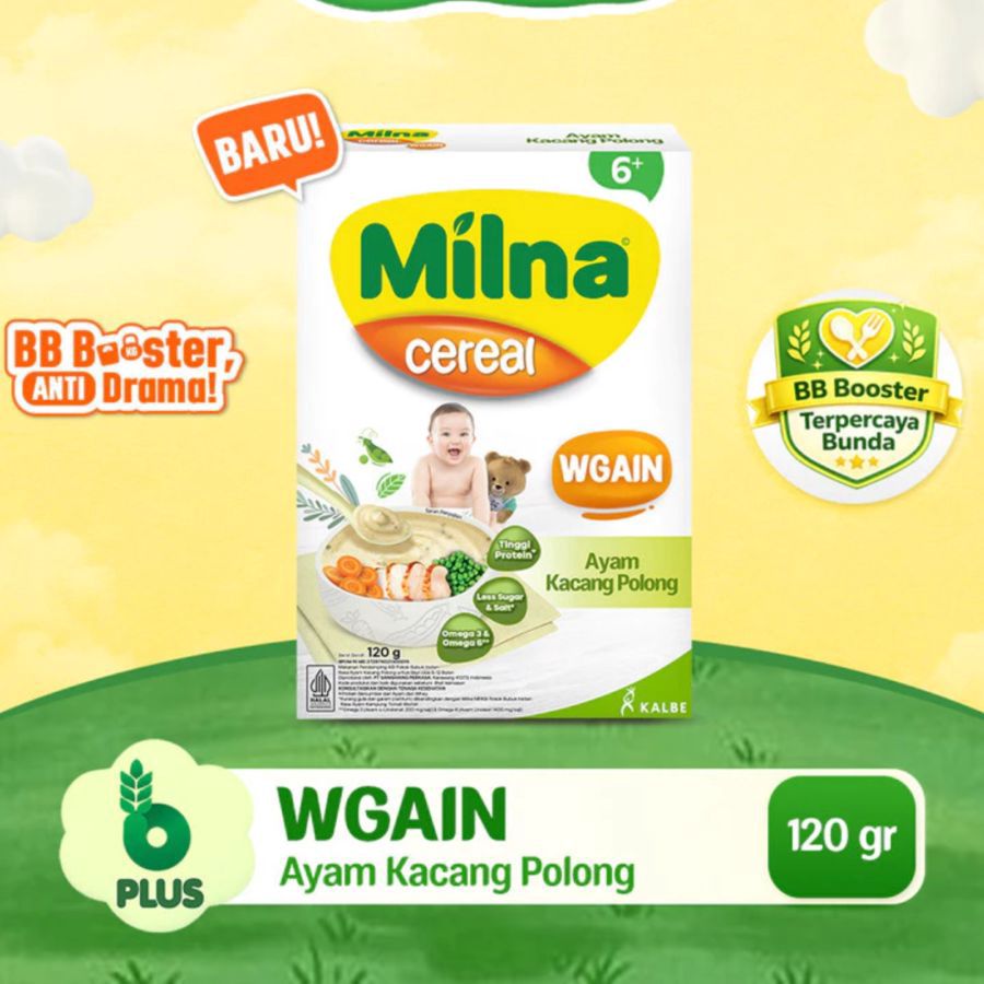 Milna Wgain Ayam Kacang Polong Bubur Bayi 6+ Bulan 120gram