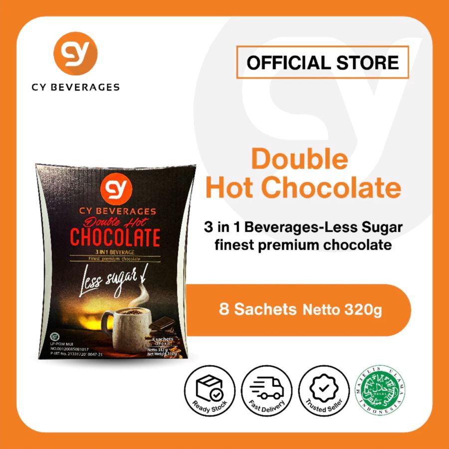 CY Double Hot Chocolate Less Sugar 3in1 Box 8pcs x 40 gram 1box