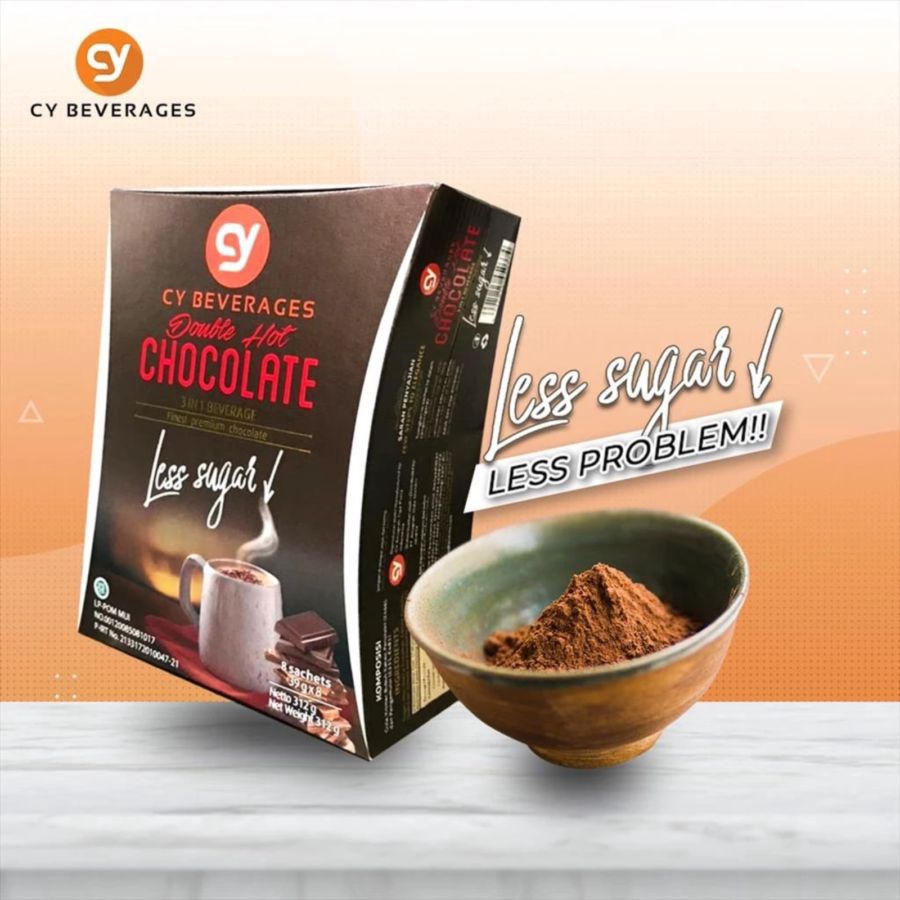 CY Double Hot Chocolate Less Sugar 3in1 Box 8pcs x 40 gram 1box
