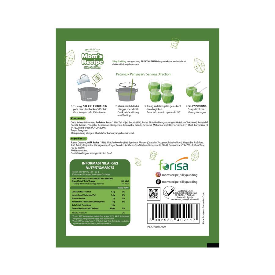 Mom's Recipe Silky Pudding Matcha 110gram