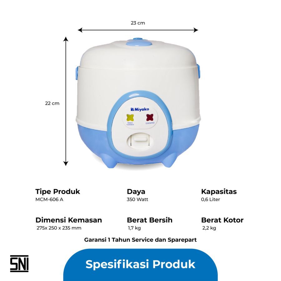 Miyako Mini Rice Cooker 0.6 Liter MCM606A 1pcs