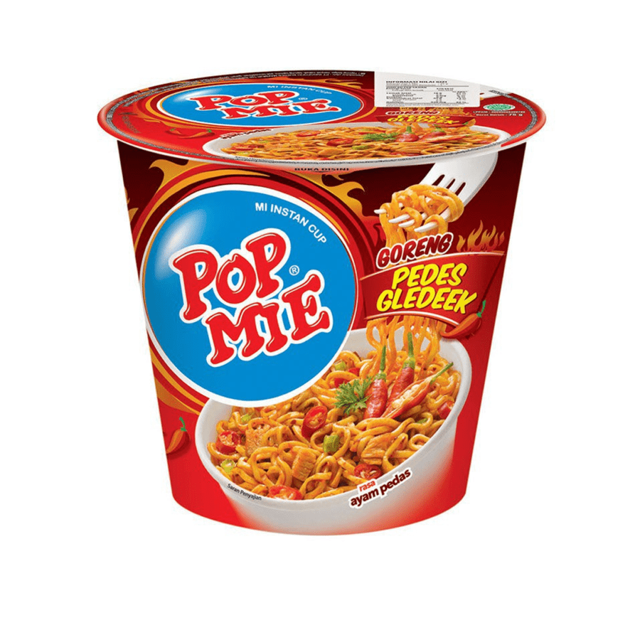 Pop Mie Goreng Ayam Pedas Gledeek Mie Instan Cup 75gram