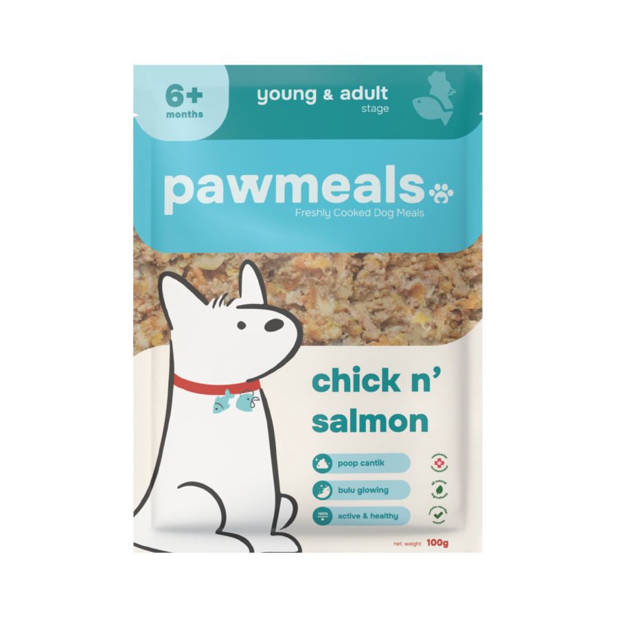 Pawmeals Young & Adult Chick n Salmon Cooked Makanan Anjing Basah 100gram