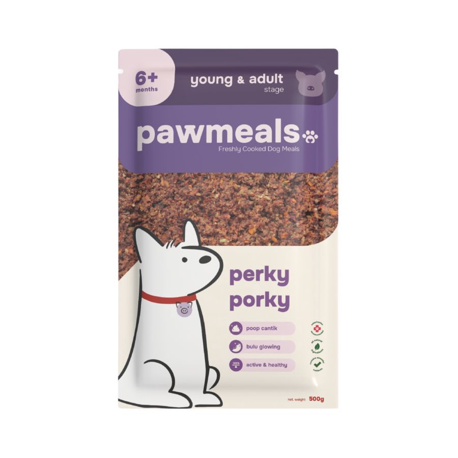 Pawmeals Young & Adult Perky Porky Cooked Makanan Anjing Basah 500gram