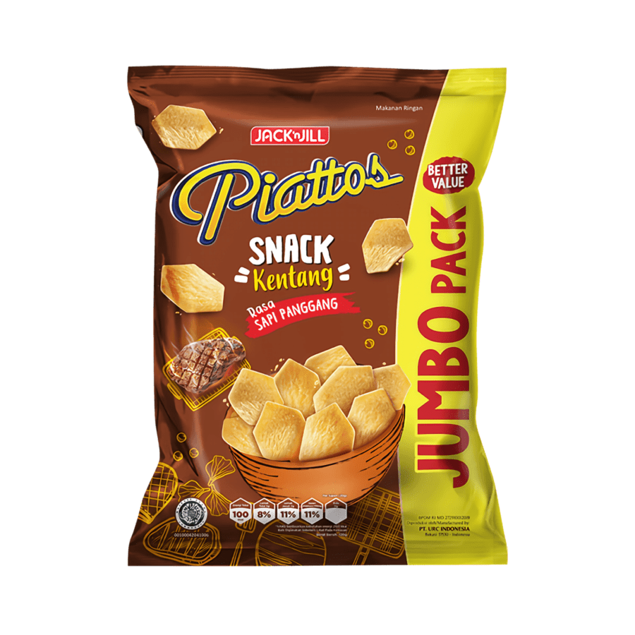 Piattos Sapi Panggang Potato Chips Jumbo 115gram