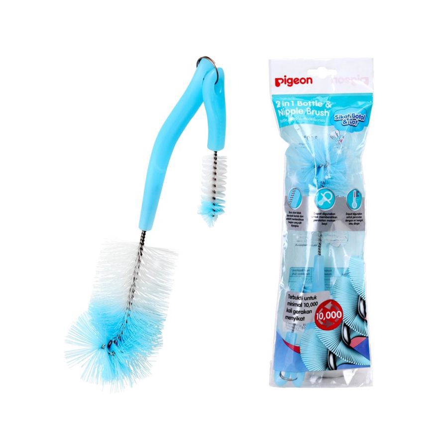 Pigeon 2in1 Bottel & Nipple Brush Perawatan Aksesoris Bayi Packs 1 Pack 1pack
