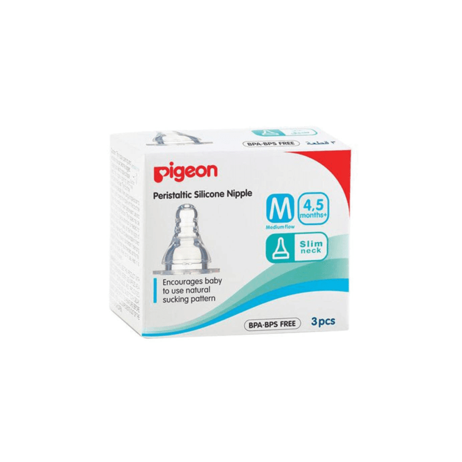 Pigeon Peristaltic Nipple Slim Neck M Box isi 3 1pack