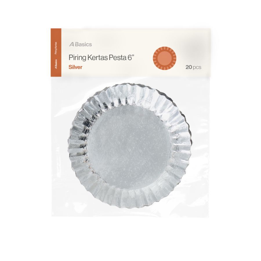 Piring Kertas Pesta Silver A Basics 6inch Isi 20 pcs 1pack