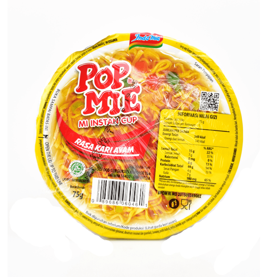 Pop Mie Lapeer Kuah Kari Ayam Mie Instan Cup 75gram