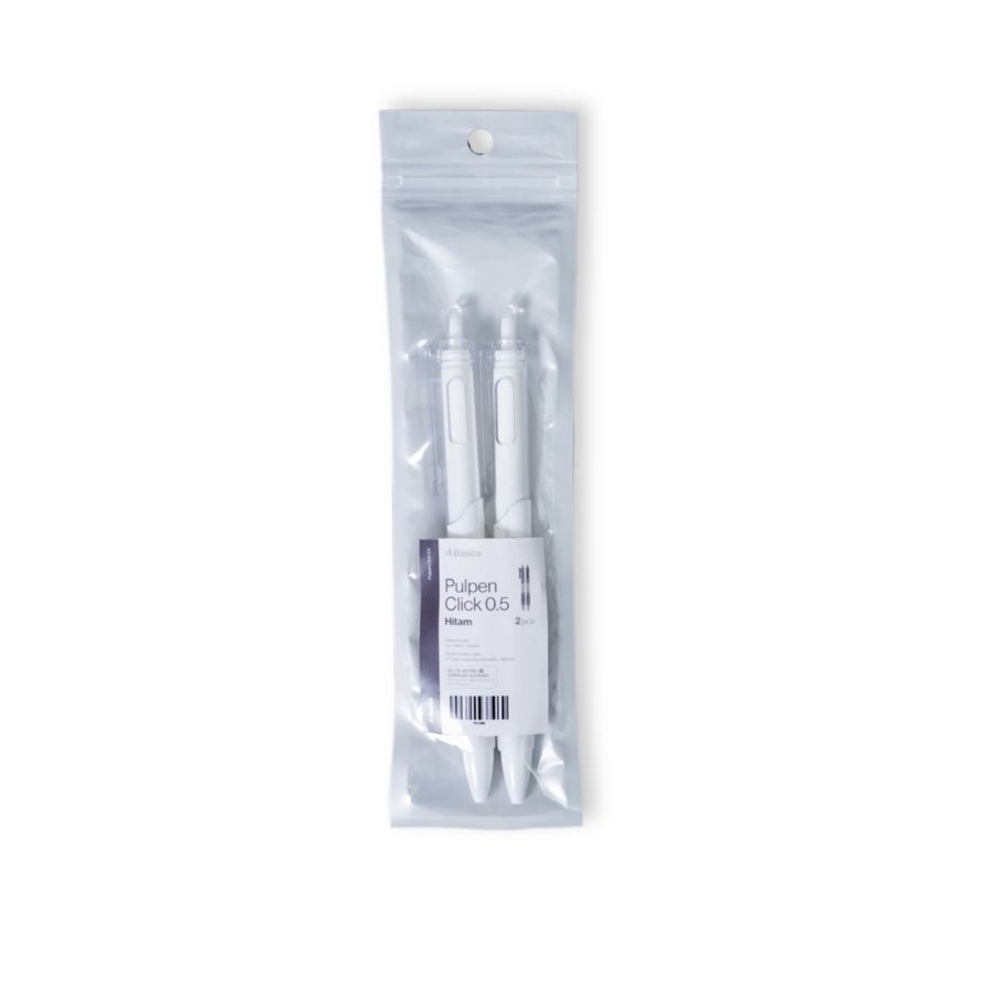 Pulpen Click 0,5mm Hitam A Basics 2pcs