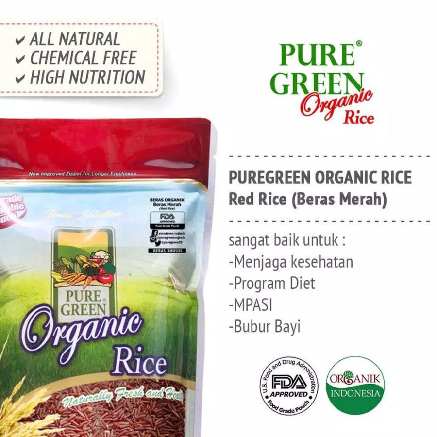Puregreen Beras Merah Organik 1kg