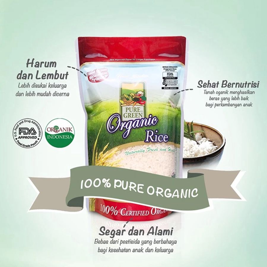 Puregreen Beras Pandan Wangi Organik 4500gram