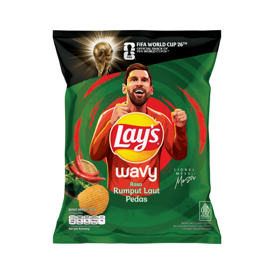 Lay's Wavy Keripik Kentang Snack Rasa Rumput Laut Pedas 105gram