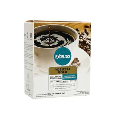 Excelso Robusta Gold Kopi Bubuk Folding Box 10 sachets x 10gr