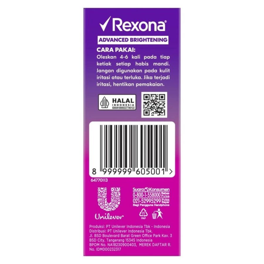 Rexona Women Advanced Brightening Twinpack Deodorant Roll On 45ml