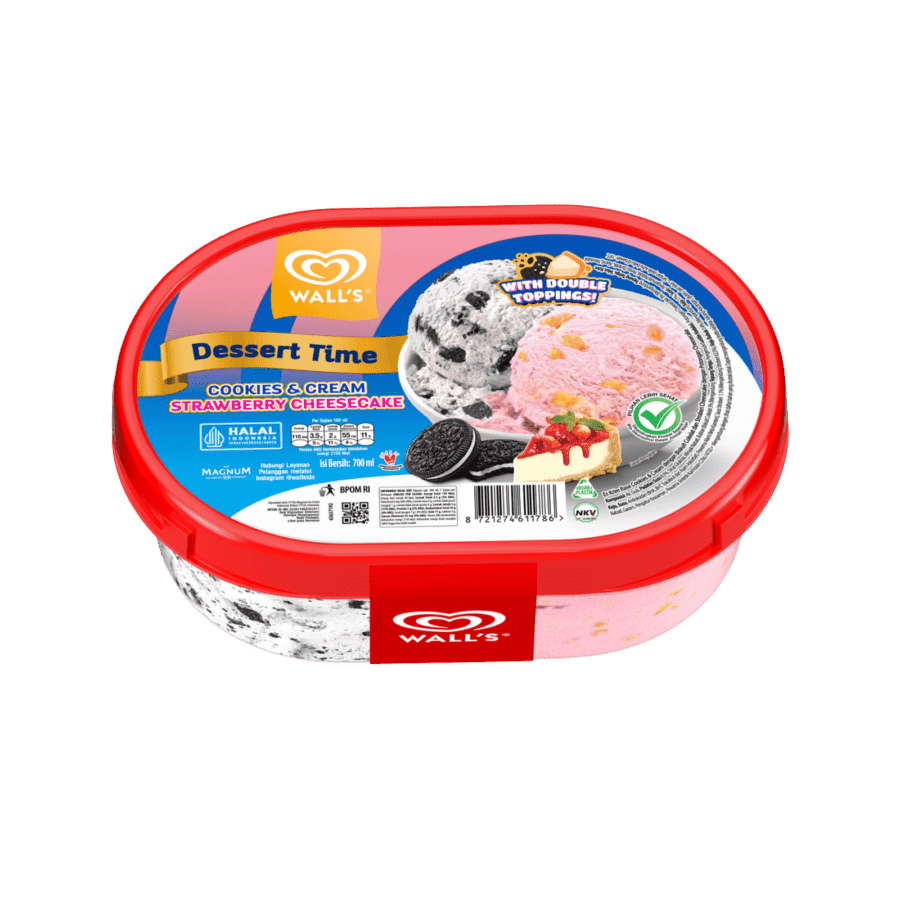 Wall's Cookies Cream & Strawberry Cheese Ice Cream 700ml