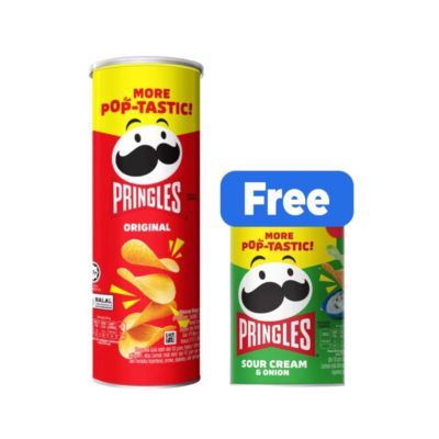[Bundle] 1pcs Pringles Original Potato Chips 102 gram free 1pcs Pringles Keripik Kentang Sour Cream & Onion 42 gram